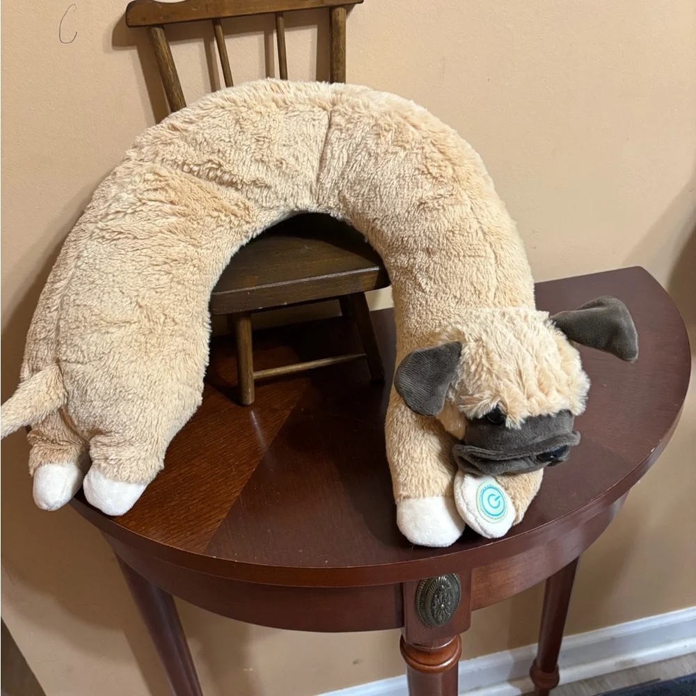 2 Gray & Tan Plush Cat and Pug Pair Neck Massagers Both Works!
